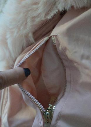 Куртка парка розовая с эко мехом на девочку