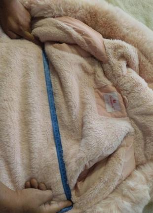 Куртка парка розовая с эко мехом на девочку