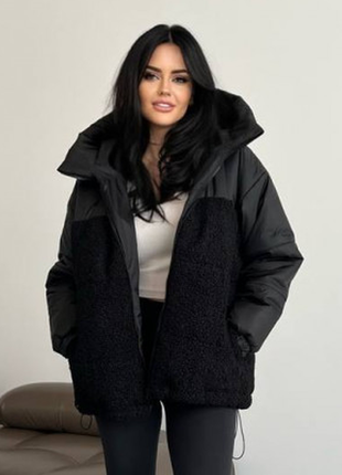 Куртка женская зимняя плащевка/ тедди/ барашек/сликон 3 цвета 42-48 175ми