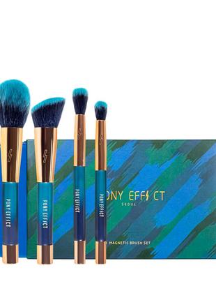 Набор кисточек для макияжа в металлической коробке poni еffect, 4 шт