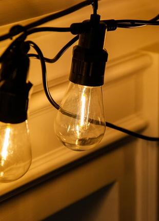 Світлодіодна гірлянда у стилі ретро вулична жовта s14 на 10 led ламп завдовжки 5 метрів