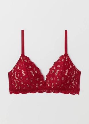 Красный кружевной лиф, бюстгальтер бралетт h&m