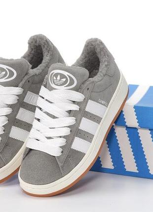 Зимние женские кроссовки adidas negro campus art white (мех) 38-39-40-41