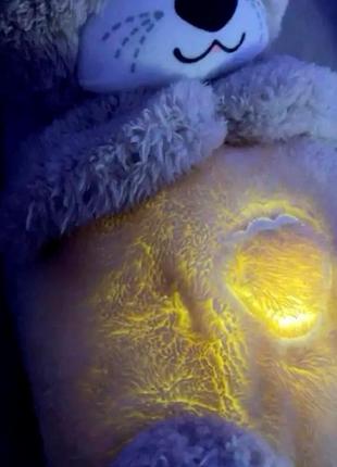 Детская успокаивающая мягкая игрушка-ночник для сна с функцией дыхания "сказочная выдра" (ha-400)