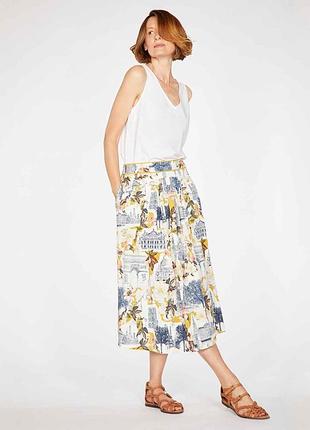 Стильна натуральна спідниця з принтом розмір 14