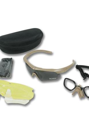 Тактичні окуляри polarized uv400 c5 з 3 лінзами та койот оправа