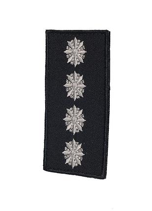 Погоны капитан полиции (пара) на липучке черные 10х5см