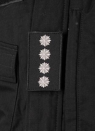 Погоны капитан полиции (пара) на липучке черные 10х5см