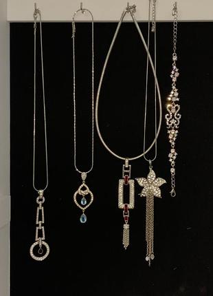 Колье набор комплект украшения кулоны ожерелье новое брендовое с кристаллами
