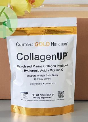 California gold nutrition, collagenup, морской коллаген с гиалуроновой кислотой и витамином c,  206 г