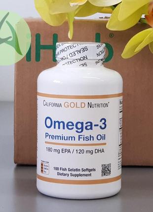 California gold nutrition, омега-3, риб’ячий жир, 100 капсул