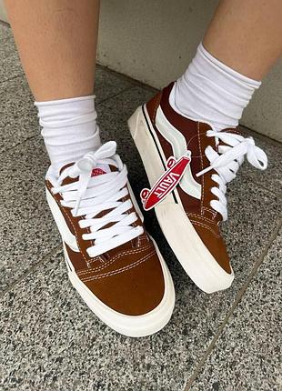 Женские кроссовки vans knu skool brown v2 v / smb