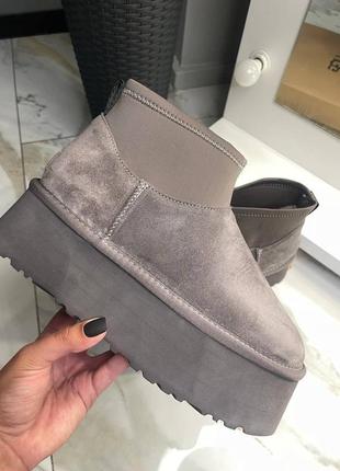 Женские угги змейка темно-серая кожа ugg australia код 10019