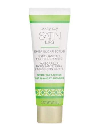(до 09/24) цукровий скраб для губ з маслом ши «білий чай і цитрус» mary kay 8 г