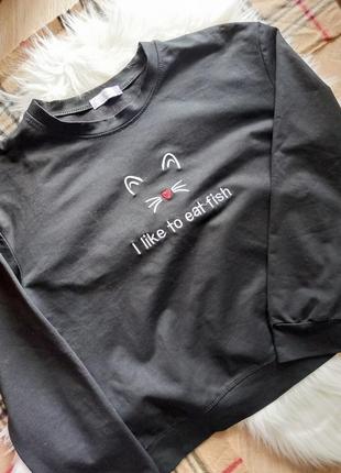 Чорна кофтинка за написом "i like fish" 🐠🖤