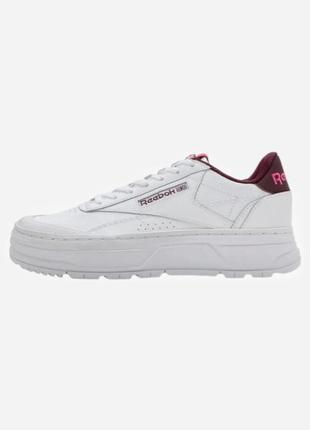 Кожаные белые женские россовки на платформе reebok classic club c double 37-37,5 размер