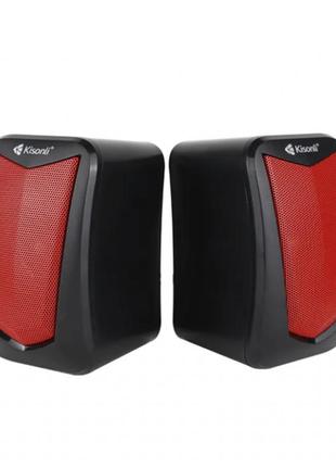 Колонки компьютерные kisonli ks-06 чёрные с красным