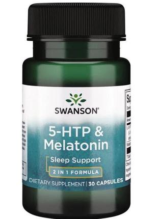 5 нтр + мелатонін (5-htp + melatonin) від swanson, 30 капсул