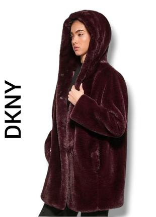 Шуба тедді з капюшоном і кишенями dkny