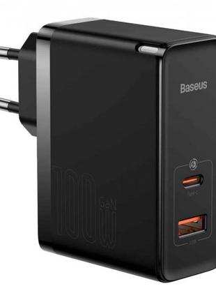 Home charger 100w gan5 1u 1c c to c cable (1m) baseus (ccgp090) pro fast charger — ccgp090201 black