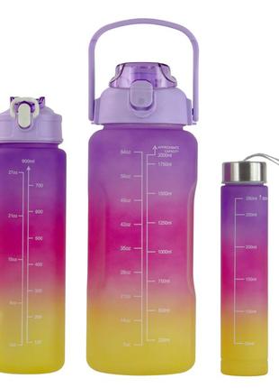 Набор бутылок для воды 3 шт (300мл 900мл 2000мл) / бутылка для воды purple (9045)