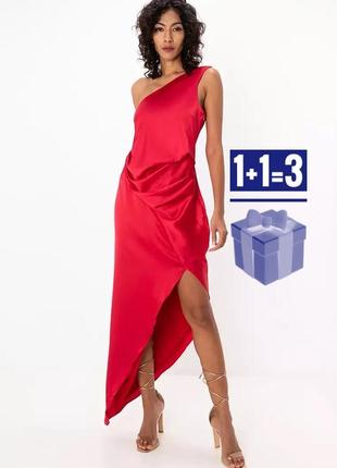 Атласное асимметричное платье на одно плечо asos