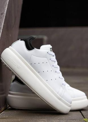 Жіночі шкіряні кросівки adidas stan smith pf білі демісезонні легкі кроси адідас весна літо