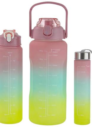Набор бутылок для воды 3 шт (300мл 900мл 2000мл) / бутылка для воды pink (9045)