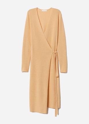 Кардиган платье h&m с шерстью вязаный женский h&m 0737083-9 m желтый