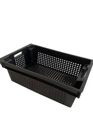 Ящик пластиковый перфорированный skoba plast (60*40*20 см) (черный)
