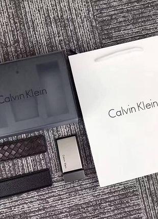 Подарочный мужской набор calvin klein 2 ремня + пряжка5 фото