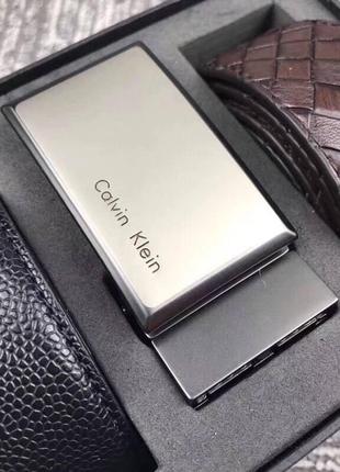 Подарочный мужской набор calvin klein 2 ремня + пряжка9 фото