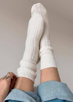 Женские шерстяные молочные носки с отворотом кардешлер 35-40р