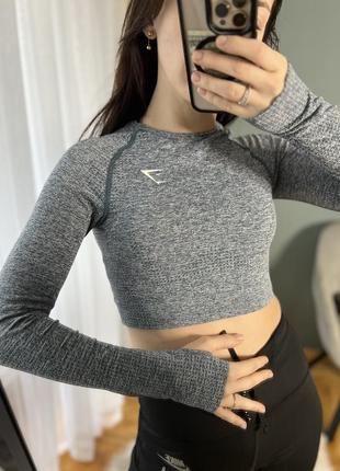 Блакитно сірий спортивний рашгард gymshark