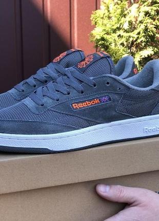 Кроссовки reebok classic серые с белым