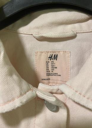 Розовая, джинсовая куртка h&m, размер m.