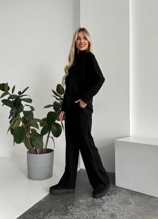 Женский вязаный костюм двойка из кашемира, кофточка + брюки | 5268