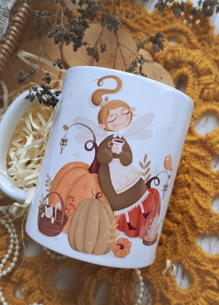 Сувенірна керамічна дитяча чашка осіння фея halloween, 330 мл