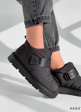 Ботинки дутики женские sheril черные, плащевка 8885 зима