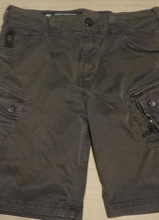 Плотные эластичные фирменные шорты - карго цвета хаки g-star raw roxic short  29 р.
