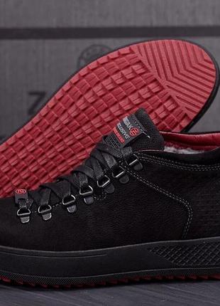 Мужские зимние кожаные кроссовки ботинки zg black exclusive