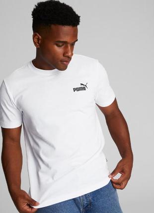 Футболка белая размер l essentials logo tee пума с логотипом оригинал