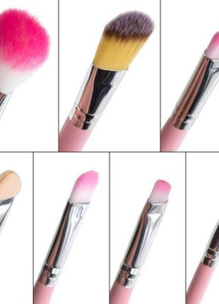 Набір пензлів для макіяжу maxmar 7 шт у металевому футлярі pink mb-2103 фото