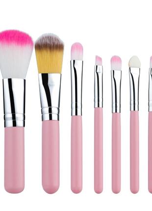Набір пензлів для макіяжу maxmar 7 шт у металевому футлярі pink mb-2102 фото
