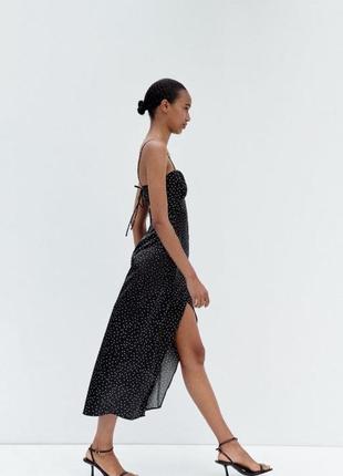 Атласна сукня в корсетному стилі в горошок від zara, розмір xl*2 фото