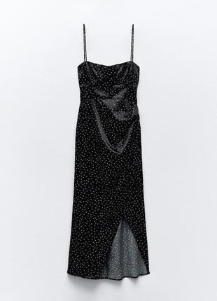 Атласна сукня в корсетному стилі в горошок від zara, розмір xl*8 фото