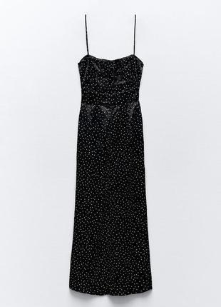 Атласна сукня в корсетному стилі в горошок від zara, розмір xl*9 фото
