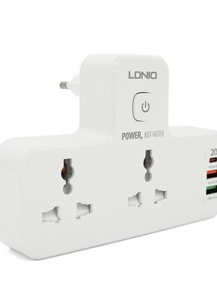 Мережевий фільтр ldnio se2311, 4 розетки + 4 usb, 2 м, переріз 3х0,75 мм, white, box