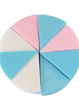 Спонж для макіяжу 8 в 1 qpi professional прогумований трикутник 4 кольори qs-222