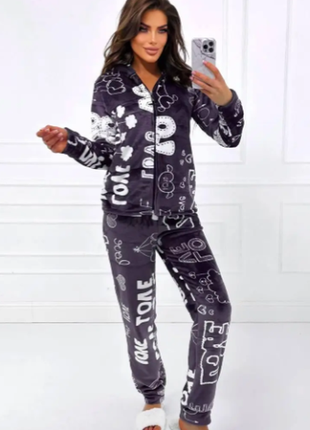 Піжама жіноча тепла двостороння махра на блискавці 42-44; 46-48; 48-50  sin1485-344ве